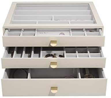 Stackers Oatmeal Supersize Jewellery Box - Set of 3 (with Drawers)