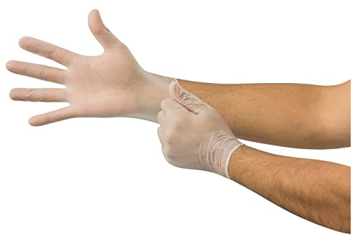 Microflex V28 Disposable Medium Vinyl Gloves for Food Processing, Light Cleaning w/ Smooth Surface - Natural (Case of 1000)
