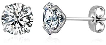 G23 Titan CZ Ohrstecker für empfindliche Ohren, Titan Cubic Zirkonia Ohrstecker für Frauen (8mm)