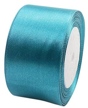 Satinband Pfauenblau 50mm, 23 Meters Dekoration Präsent Geschenkband breit Schleifenband, Stoffband für kleid Hochzeit, Taufe und Geburtstag Geschenke,Satin Dekoband, Deko Band Geschenkverpackung