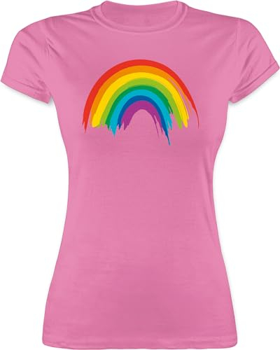 Shirt Damen - Kleidung Pride Flag - Regenbogen LGBT & LGBTQ - XL - Rosa - Regenbogen+Tshirt lgbtqia Rainbow t-Shirt lqbtq Tshirt Gay Shirts Queer Oberteil CSD t-Shirts Lesbian t
