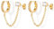 Kenivira 18K Gold Plated Cubic Zirconia Chain Earrings - Hoop Huggie Double Piercing Dangle Earrings for Women