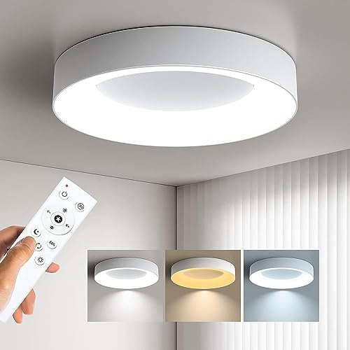 Matane LED Deckenleuchte Dimmbar 24W, Deckenlampe mit Fernbedienung, Lampen 3000K-6500K 2400lm für Wohnzimmer Schlafzimmer Kinderzimmer Badezimmer Modern Rund Weiß 28cm
