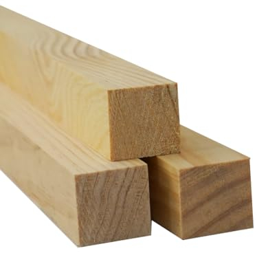 CHELY INTERMARKET Palos Madera 2x2x83cm Pack 3 Listones Naturales Para Bricolaje Carpintería Manualidades Proyectos DIY Corte Preciso Artesanía Decoración Construcción Tallado Lijado