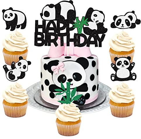21 Stück Panda Tortendeko Cupcake Topper Kuchen Deko Cake Topper Geburtstag Tortenfiguren für Babyparty Kinderpartys Geburtstagsfeier Lieferungen