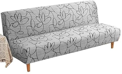 JORTUIO Sofabezug ohne Armlehne Stretch Couchbezug ohne Armlehne 3/2 sitzer Armless Schlafsofa-Bezüge Moderner Armless Futon Sofahusse Spandex Protector (Color : #2, Size : 160-190cm)