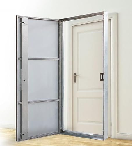 PUERTA ANTIOKUPA de seguridad para la instalación adicional a la puerta del inmueble (89cm x 204cm, Vinil Exterior OSCURO)