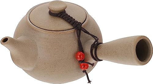 Tetera esmaltada con decoración retro, tetera de agua caliente colorida, tetera de cerámica, juego de tetera Kyusu de cerámica japonesa: tetera clásica, tetera con asa lateral, tetera coreana de porce