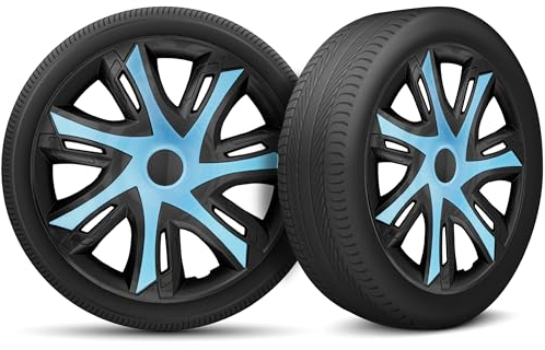 Radkappen 15 Zoll Radzierblenden 4er Set passend für alle Stahlfelgen - Einstellbarer Sicherungsring - Schwarz Blue