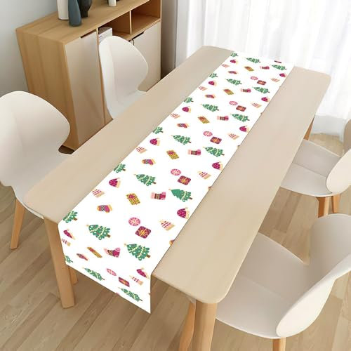 Highdi Weihnachten Tischläufer Modern, Küche Tisch Dekoration Weihnachtsläufer Läufer für Drinnen Urlaub Weihnachts Party Wohnzimmer Esstisch Dekor (33x240cm