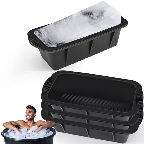 AIERSA Large Ice Block Mould for Ice Bath Tub, 4Pcs Extra Large Ice Cube Mould for Cold Plunge Tub,Silicone Big Ice Tray for Ice Bath Accessories