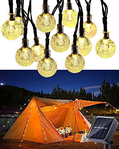 Qedertek Solar Lichterkette Aussen 17M 100 LED Solarlichterkette für Außen mit Kristall Kugeln Wasserdicht IP65 Lichterkette Außen Solar für Garten Bäume Terrasse Balkon Partys Deko (Warmweiß)