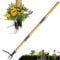 Gardtech Désherbeur Manuel Bois Extracteur de Mauvaises Herbes avec pédale à 4 Griffes et Pied en Acier Inoxydable 116cm Outil Manuel pour Jardin et pelouse