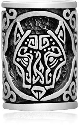 925 Sterling Silver Viking Fenrir Legendary Wolf Beard Hair Bead Dreadlocks