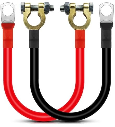 Yeeliv 2Pcs Battery Cables Reliable 2AWG 12V Copper Wires 50CM with M8 Ring Terminal Copper Wire for Auto, Truck, Motorcycle, Solar, RV, Marine,Available in 35mm²,Battery Terminal Connectors