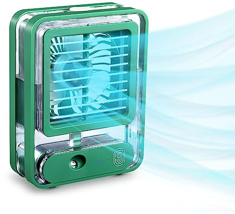 Portable Desk Air Conditioner, Personal Desktop Fan, Small Air Conditioner, Mini Humidifier, Ambient Night Light, Bedroom Office Desktop Use,The Best Gift for Family in Summer Y