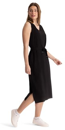 Trespass Damen-Sommerkleid mit V-Ausschnitt, seitlichen Schlitzen und Seitentaschen, Loretta, Schwarz, S