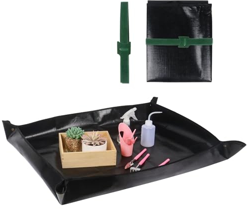 Nwvuop Repotting Mat 31.5× 39.5 inches Indoor Plant Potting Mat, Waterproof Planting Mat for Indoor Plants Succulent Plants(Black)