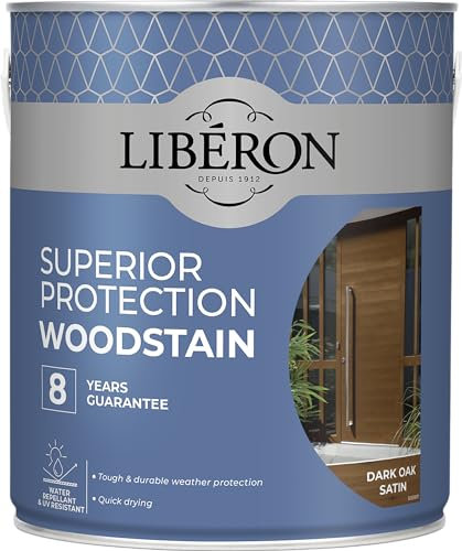 Libéron Superior Protection Woodstain - 8-Year Guarantee - Durable Weather Protection - UV-Resistant - Water-Repellent - Quick-Drying - Dark Oak - 2.5 litres