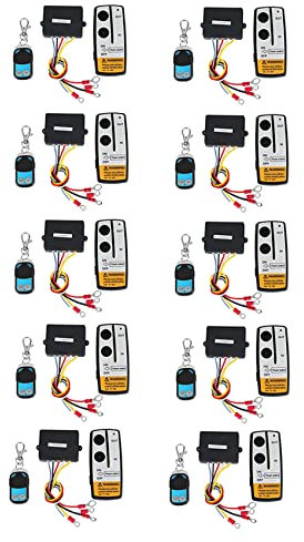 Wlauqueta 10 x Fernbedienungsset ohne Seilwinde, 12 V, 12 V, 50 Fuß für ATV Warn Ramsey