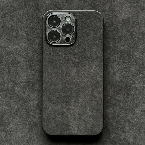 NVYRO Alcantara Suede Leather Case For iPhone 15 Pro Max 14 13 12 Mini 11 6s 7 8 Plus Xs Max X Xr SE 2022 Turn Fur Back Cover,DarkGray,For iphone 13pro