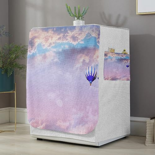 Highdi Housse de Protection pour Machine à Laver, Chargement Frontal Housse La Poussière avec Ouverture Frontale pour Linge Domestique (Nuages 1,Capacité M 8~10KG)