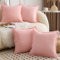 Mandioo 4er Set Neutralen Baumwolle Kissenbezug 40x40cm Herbst Quasten Dekorative Kissenbezüge Boho Sofakissen Dekokissen Kissenhülle für Couch Sofa Schlafzimmer Wohnzimmer Rosa