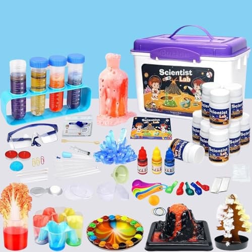80 Experimente für Kind ab 6 7 8 9 10 11, Chemiebaukasten Spielzeug für Junge Mädchen, Kristalle Züchten, Wissenschaft Chemie Kit Experimentierkasten