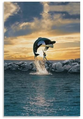 KPOKAHT Free Willy Wandkunst-Poster, Rollen, Leinwand, Gemälde, Bild, Wohnzimmer-Dekoration, Zuhause, 20 x 30 cm