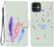 Tiyoo Case for iPhone 12 Mini, Bright Colorful PU Leather iPhone 12mini Phone Case with Feathers Pattern, Card Slots & Magnetic Closure, Green