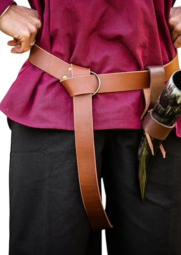 Leonardo Carbone® Unisex Wikinger Ringgürtel aus Robustem Leder Arion - Ledergürtel Herren, Mittelalter Kleidung, Gürtel Damen, LARP, Karneval, Cosplay, Hobbit Kostüm - 100% Echtleder