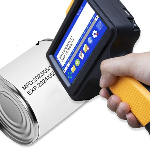 Handheld-Tintenstrahldrucker, Tragbarer Bluetooth-Drucker mit 4,3-Zoll-LED-Touchscreen, 600 DPI, Mehreren Sprachen, Tintenstrahl-Codierungsgerät für Text-QR-Code, Barcode,