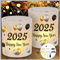 12 Windlichter Silvester Deko Tisch + 15g Konfetti Happy New Year Schwarz Gold, Silvester Tischdeko 2025, Silvester Party Zubehör für Silvester 2025