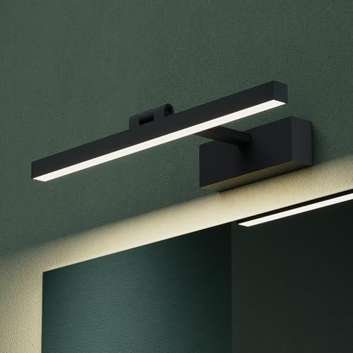 Mai & Mai Spiegelleuchte 40cm LED Badlampe | Spiegellampe, 4000K Badezimmer Lampe | 180° Drehbar Sandschwarz 9W Strahlenschön