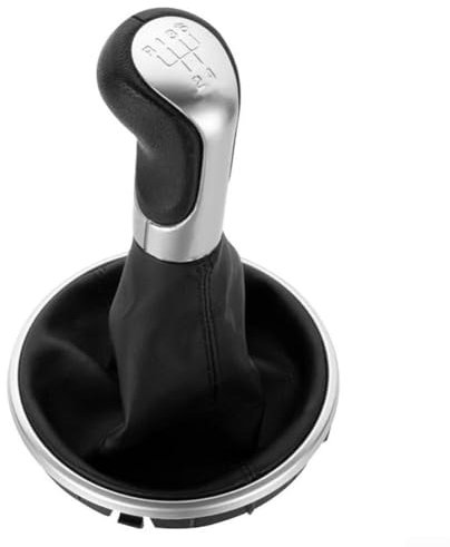 Eawfgtuw Für Skoda Schaltknauf Hebel Abdeckung Gehäuse für Fabia MK2 Roomster 2007–2012 Premium Kunstleder Chromkante ABS Gummi Gel Konstruktion Verbesserter Schaltkomfort OEM 5J0711113F