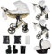 Junama Kinderwagen Diamond Heart 2in1 3in1 4in1 (01 - Weiß und Gold, 3in1 mit Autositz)