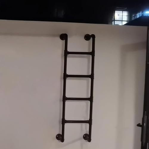 DRFGHK Basement Egress Ladder, Black Metal Step Ladder Wall Mounted Fire Escape Ladder for Indoor Outdoor Climbing Ladder 4ft 5ft 6ft 7ft 8ft 9ft Height Entrance Straight Ladder(2.8m/9.2ft/110 in)