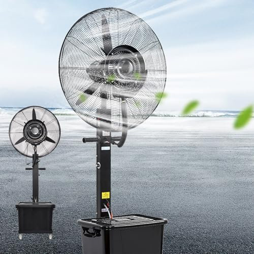 Ventilateurs sur piedVentilateur brumisateur industriel 26 pouces 30 poucesVentilateur de pulvérisation commercial avec réservoir de 11 gallons, ventilateur brumisateur sur pied portable ext
