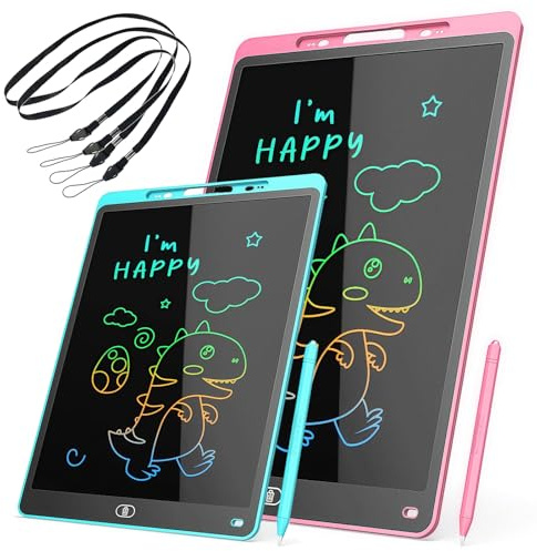 LCD Schreibtafel Bunte,LCD Writing Tablet,Electight Zeichentafel,Elektronischer Tablette mit Sperr-& Lösch Tasten,Löschbarer,Wiederverwendbarer,Spielzeug für Kinder 3-12,Blau+Rosa,8.5Zoll+12Zoll