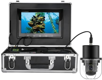 OUHFCASN 10 Inch Underwater Fishing Video Camera Fish Finder IP68 Waterproof 20 LEDs 360 Degree Rotating Panoramic Camera 20m/50m/100m for Sea, Lake, Boat, and Kayak Fishing(50M)