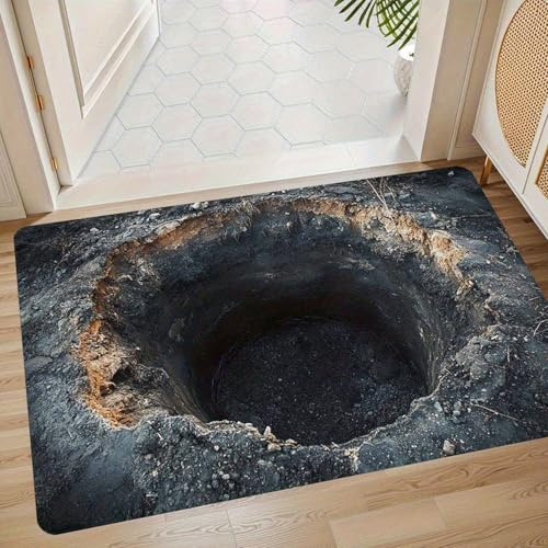 JUXDZISHW 3D Illusion Teppich Optischer TäUschung Bodenmatte Stereoskopischer Wirbel Muster Wohnzimmer rutschfest Fußmatten Vielseitige Wohnaccessoires,I,60 * 90cm