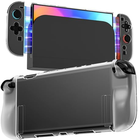 Teyomi Transparent Hülle Kompatibel mit Nintendo Switch 2, Case für Nintendo Switch 2, Hard PC Dockable Schutzhülle für Switch 2 and Soft TPU Joy-Con Griff Cover, 8 Stück Joystick Kappen (Clear)