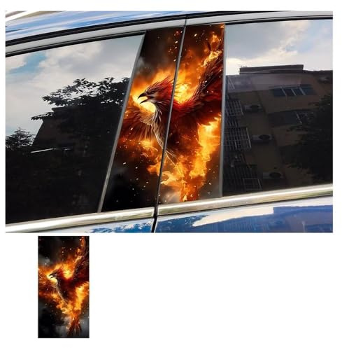 IBENZIGH Phoenix Autoaufkleber Auto B-Säule Wasserdicht Tiere Sonnenschutz Dekor Abdeckung Kratzer Autotüren Säulenaufkleber Autodekoration(Type D)