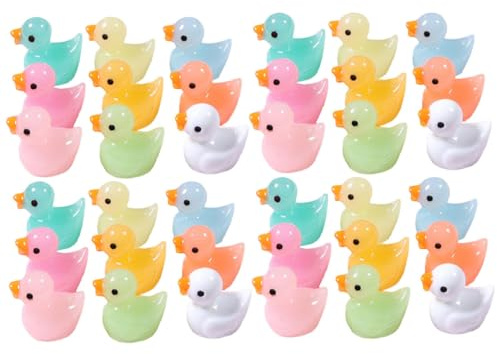 WEKAMOS 60 Stck Mini Harz Enten Figuren Realistische Kleine Enten Miniaturen für Garten Mikro Landschaft Topfpflanzen Langlebige Sichere Resin Dekoration für DIY Basteln und Tischdeko