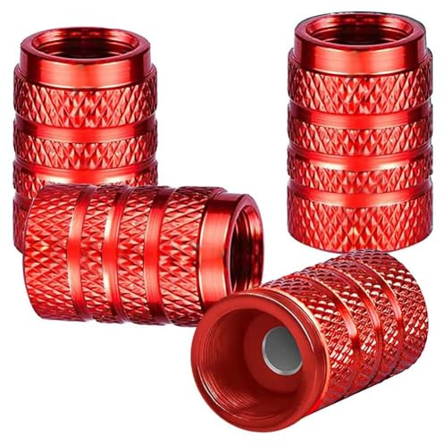 4 Stück Auto Ventilkappen für KIA GT LINE K2 Sportage Stinger Ceed Soul Venga KX5 K345, Aluminiumlegierung Luftdicht Ventildeckel, Ventil Kappen Zubehör,B/Red