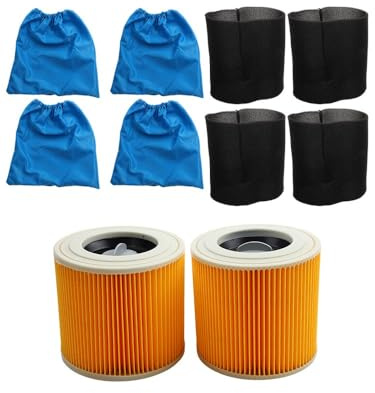 Vibsky Lot de 6 sacs filtrants HEPA et textile pour Karcher MV1 MV2 WD1 WD2 WD3 Series