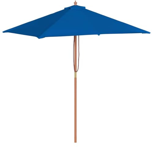 Sichtschutz Ausziehbar, Sonnenschirm mit Holzmast Blau 150x200 cm für Balkon, Pool, Terrasse