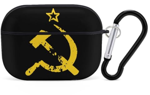 Russian Soviet Flag Hammer And Sickle Case Compatible with AirPods Pro Earbuds Cases Hard Shell Protective Cover with Keychain