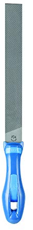PFERD Hobbyfeile, 200mm, rechteckige, flachstumpfe Feile, unterschiedliche Hiebe auf drei Seiten, inkl. Ergonomie-Feilenheft, 11273207 – zum Schruppen und Schärfen mit dem gleichen Werkezeug