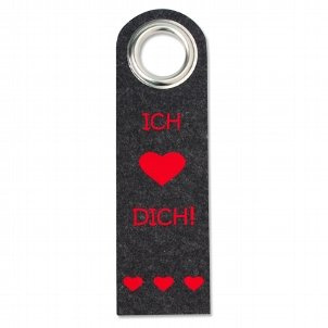 Türhänger aus Filz Ich Liebe Dich - Türanhänger als Valentinstag Geschenk für Sie und Ihn, Grau Rot